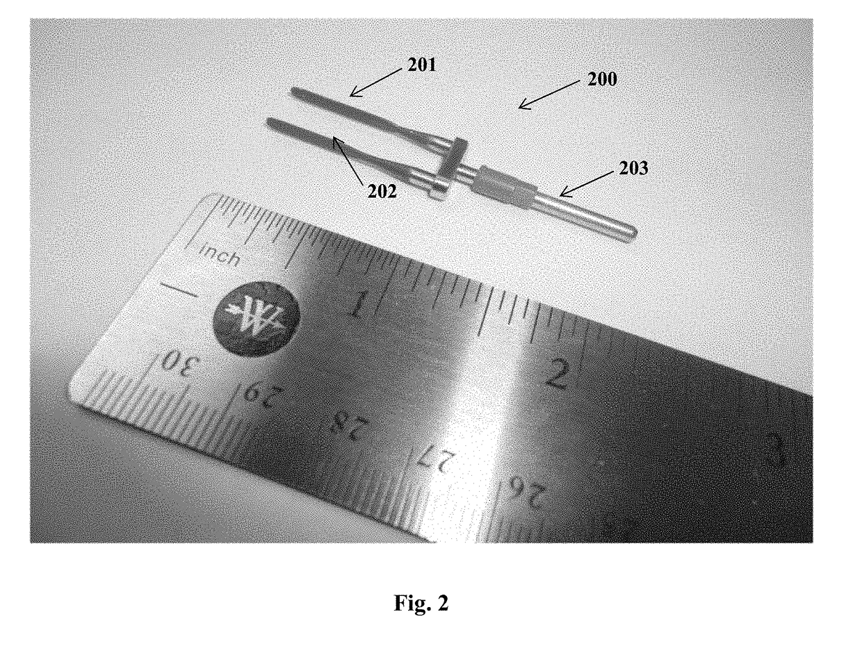 Double-tip monopolar electrosurgery device