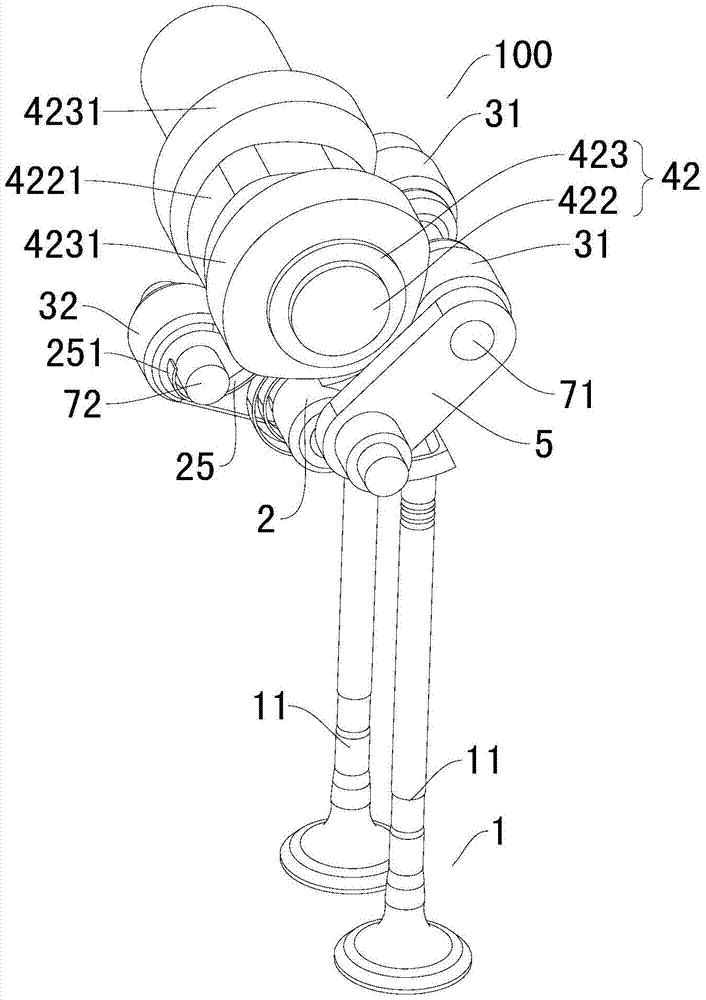 Valve train for engine and vehicle with same