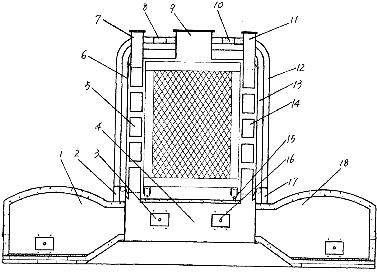 Dual temperature tunnel type waste rubber cracking furnace