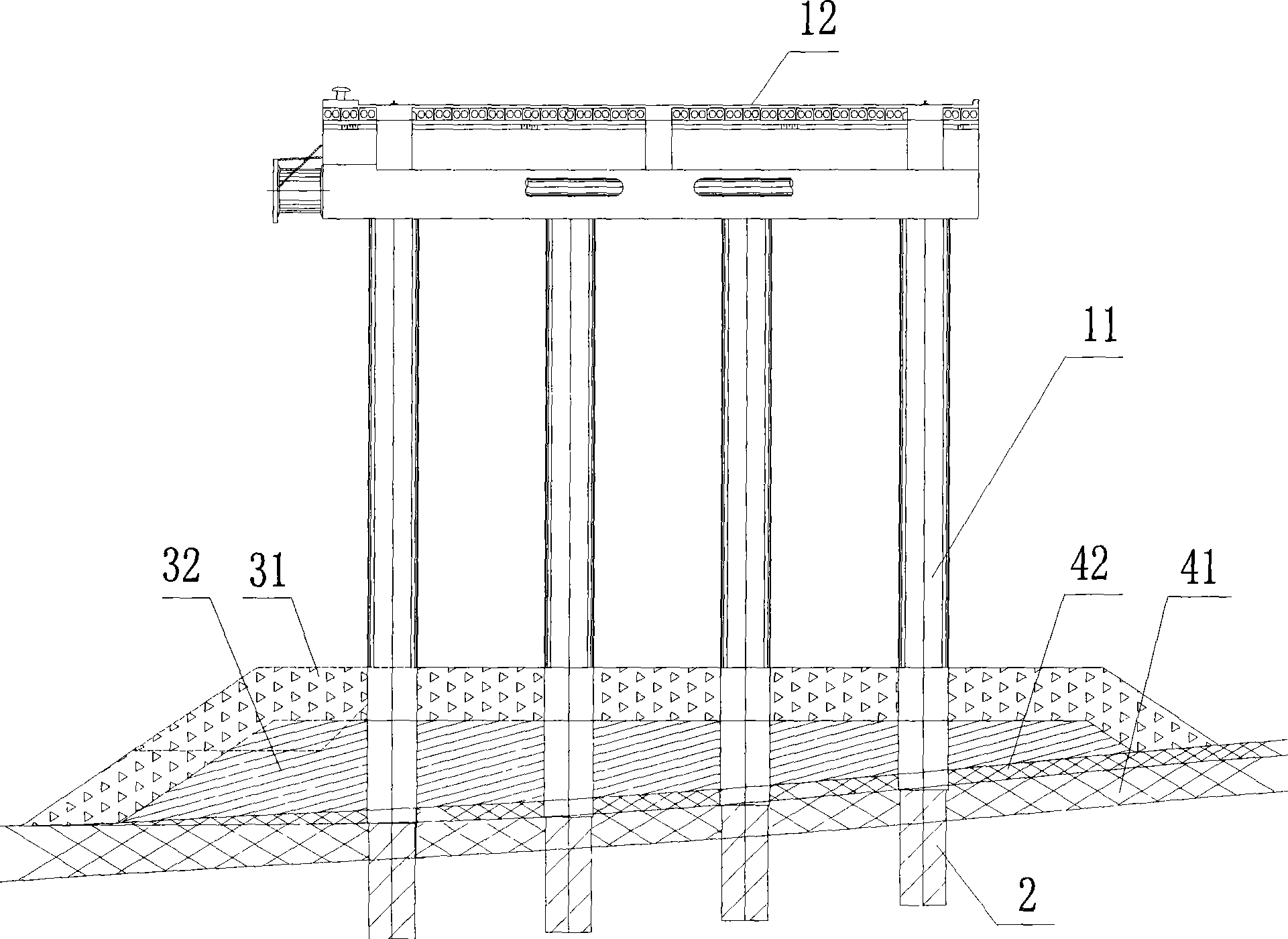 Rock-socketed steel dock structure and construction method thereof