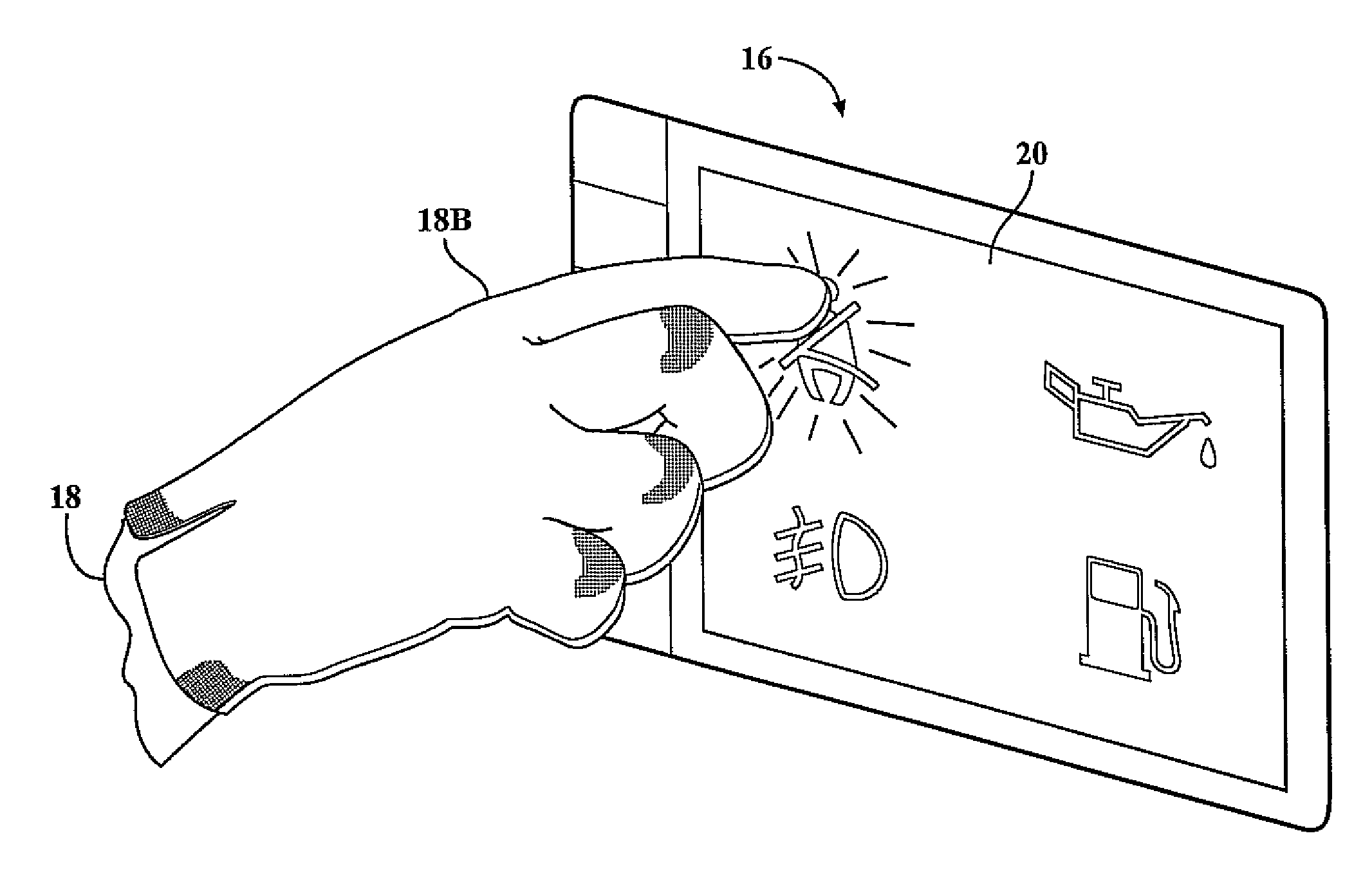 Touch sensor having a selectable sensitivity level and method of selecting a sensitivity level of a touch sensor