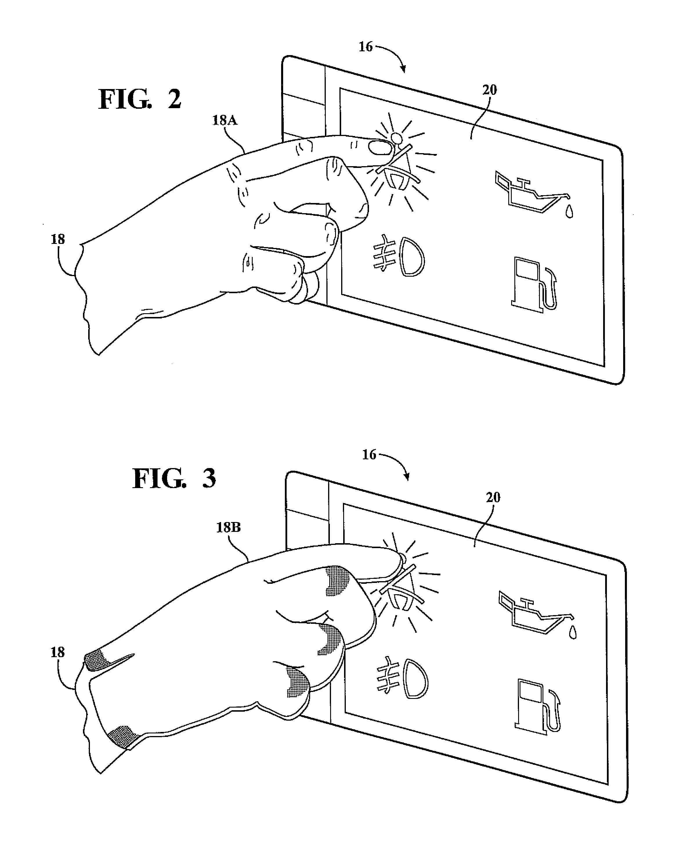 Touch sensor having a selectable sensitivity level and method of selecting a sensitivity level of a touch sensor