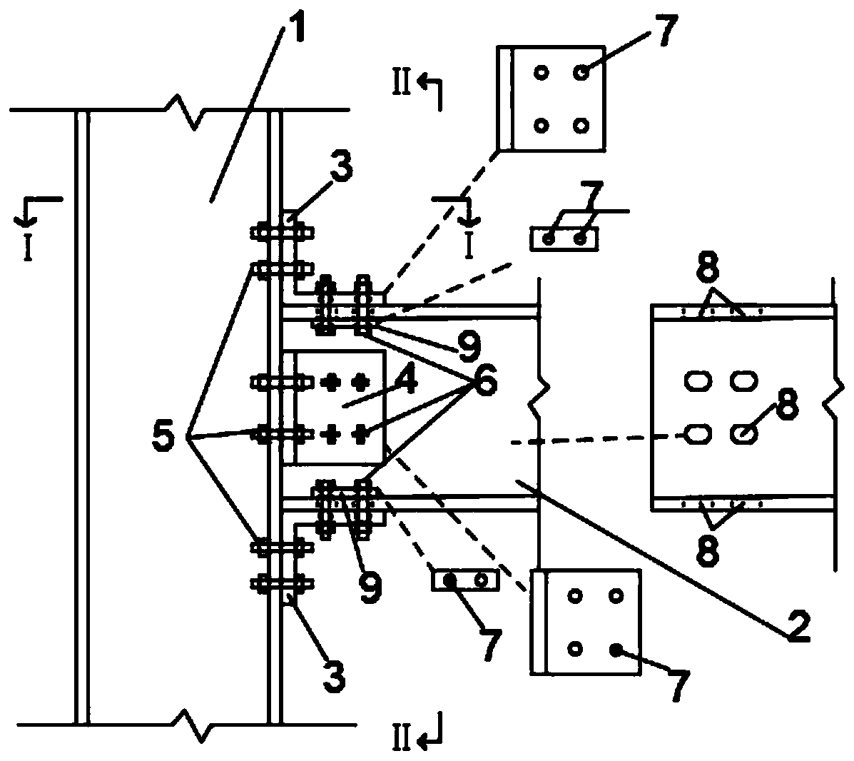 Steel angle steel connection H-section FRP (fiber reinforce plastic) beam-column joint and connection method thereof