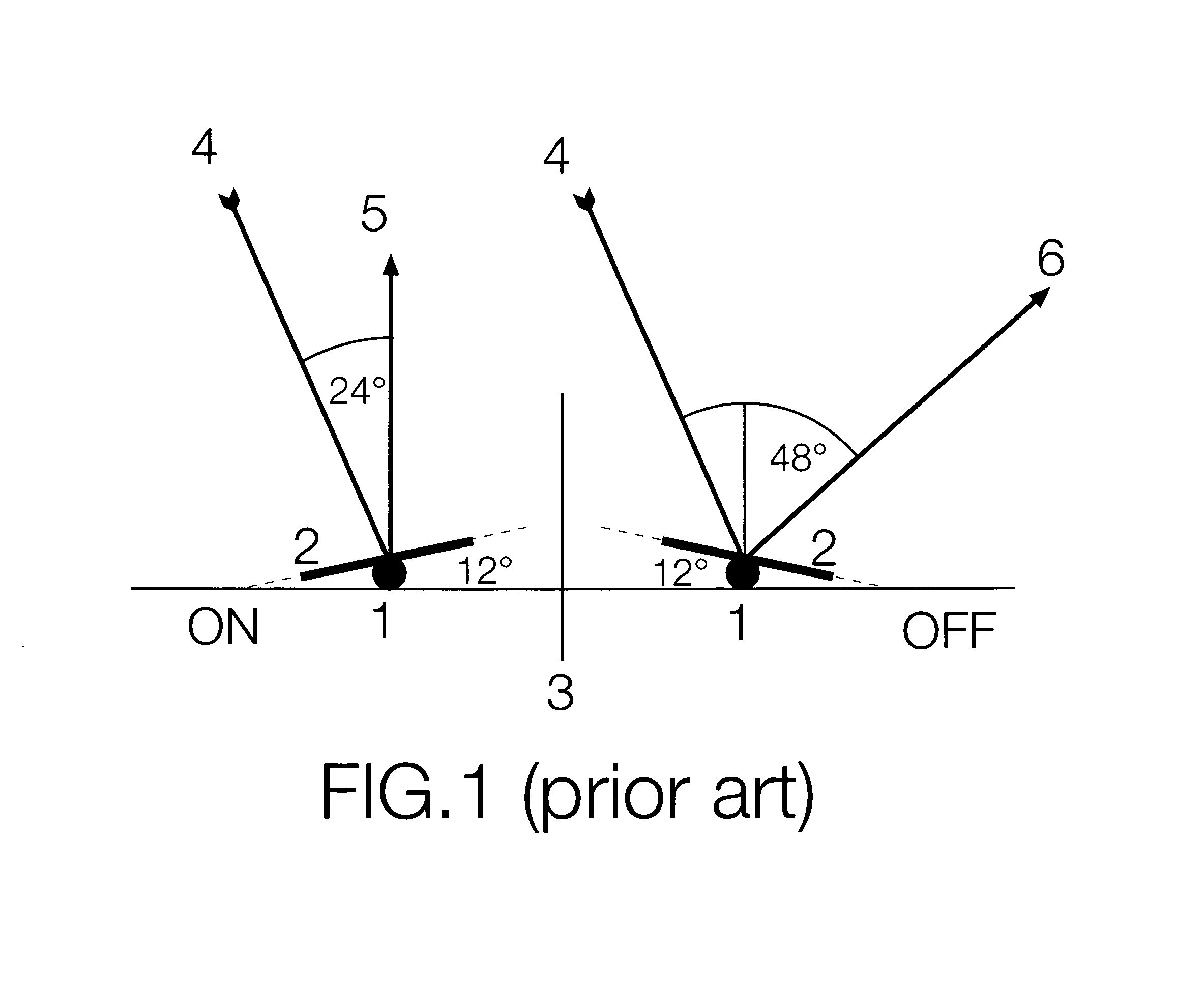 DMD comprising nonparallel mirror deflection axes