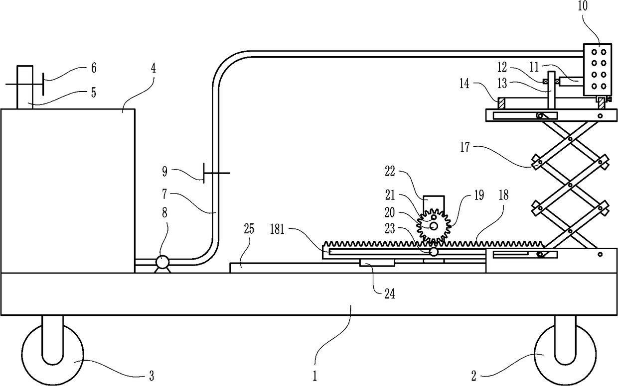 Lining concrete adjustable sprinkling device for tunnel construction