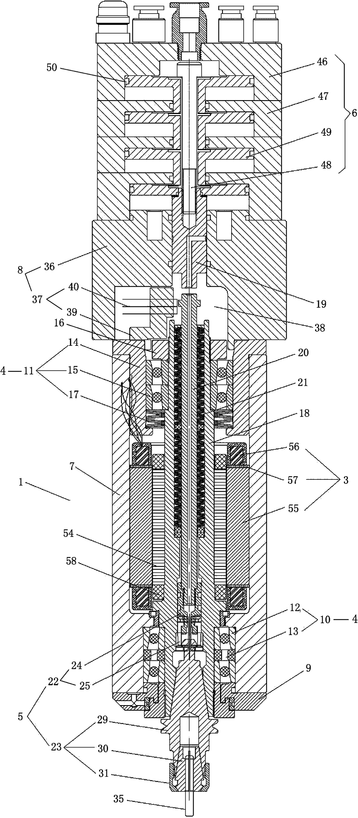 High-speed milling cutter handle type electric spindle