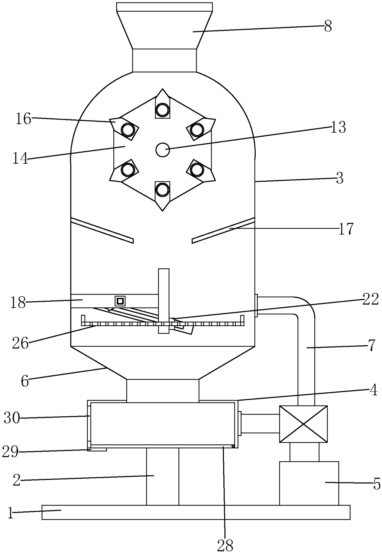 Construction waste crushing device with dust collection function and method