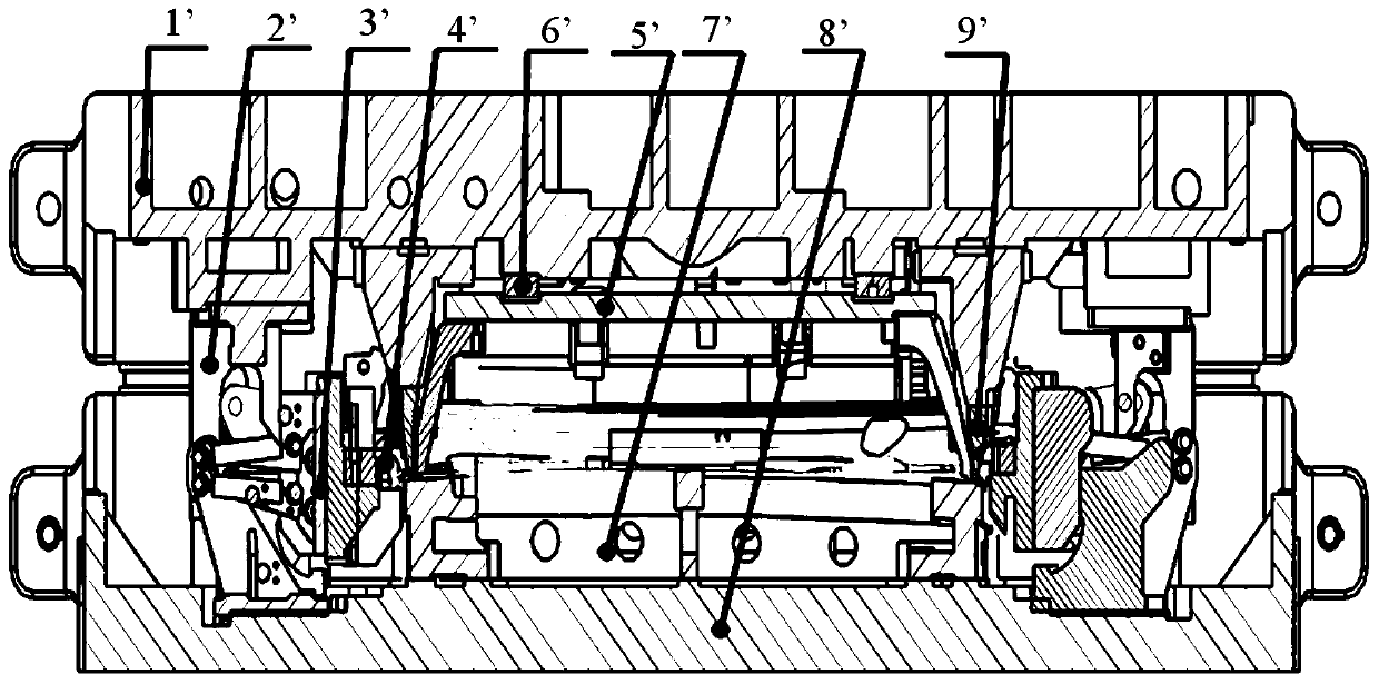 Pre-bending and press-edge combination die of inner plate and outer plate of automobile cover part and using method thereof