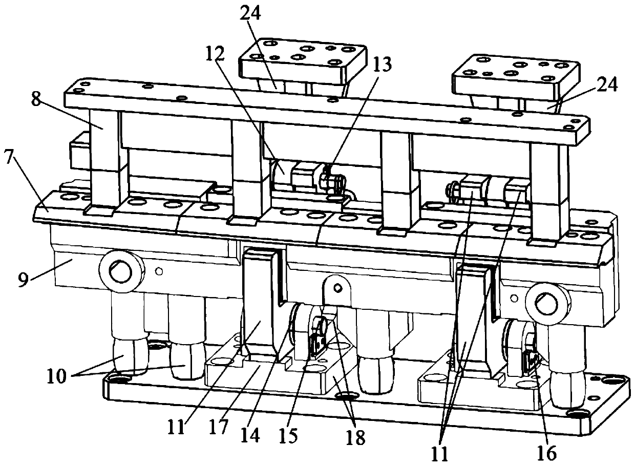 Pre-bending and press-edge combination die of inner plate and outer plate of automobile cover part and using method thereof