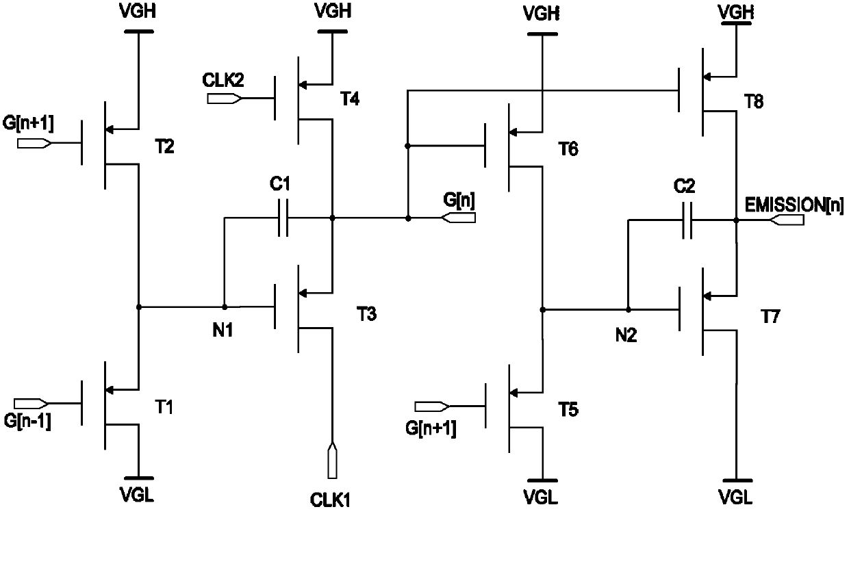 Gate driver on array unit, gate driver on array circuit and display device