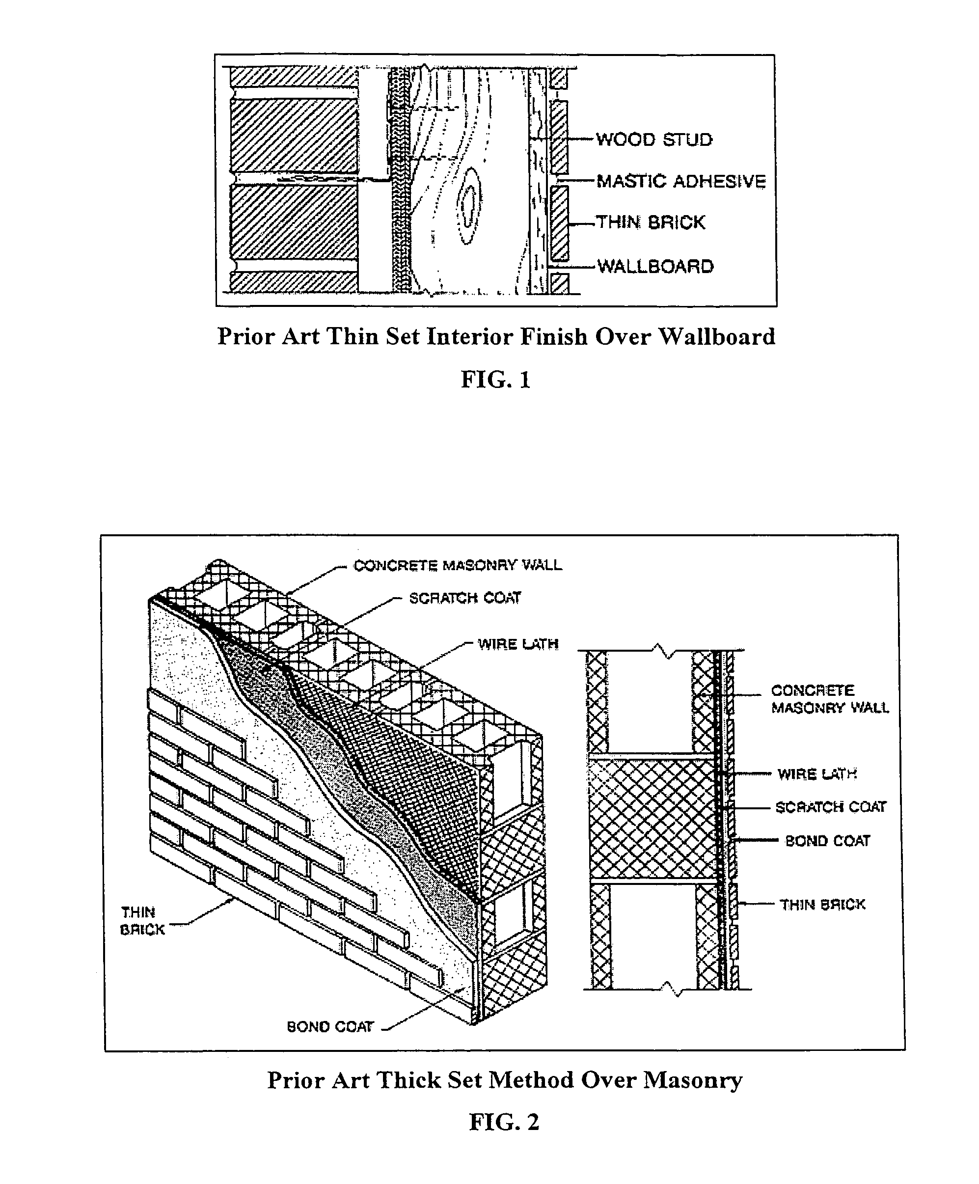 Support panel for thin brick