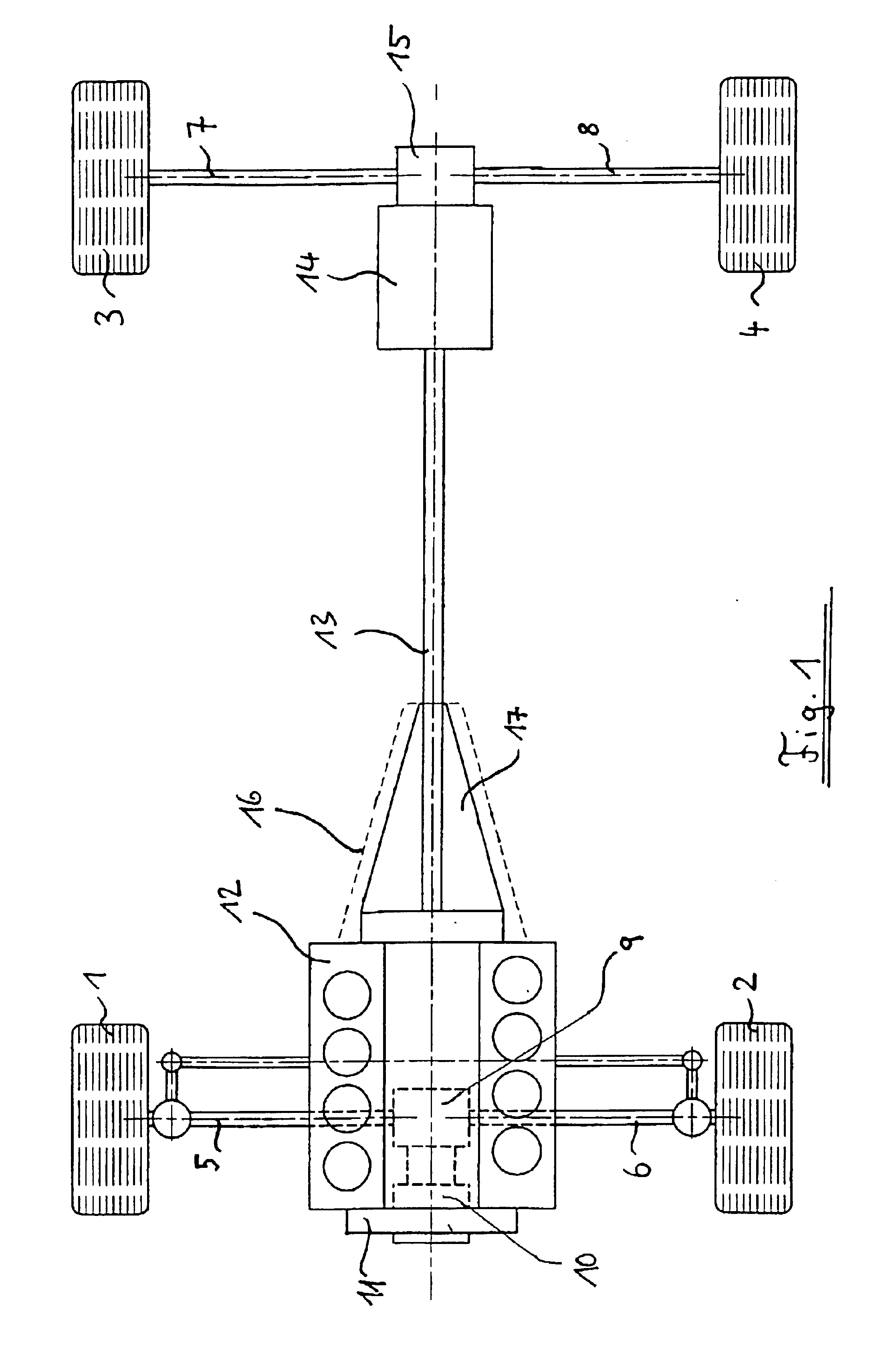 Vehicle having an internal combustion engine and a fuel cell and method of making a vehicle