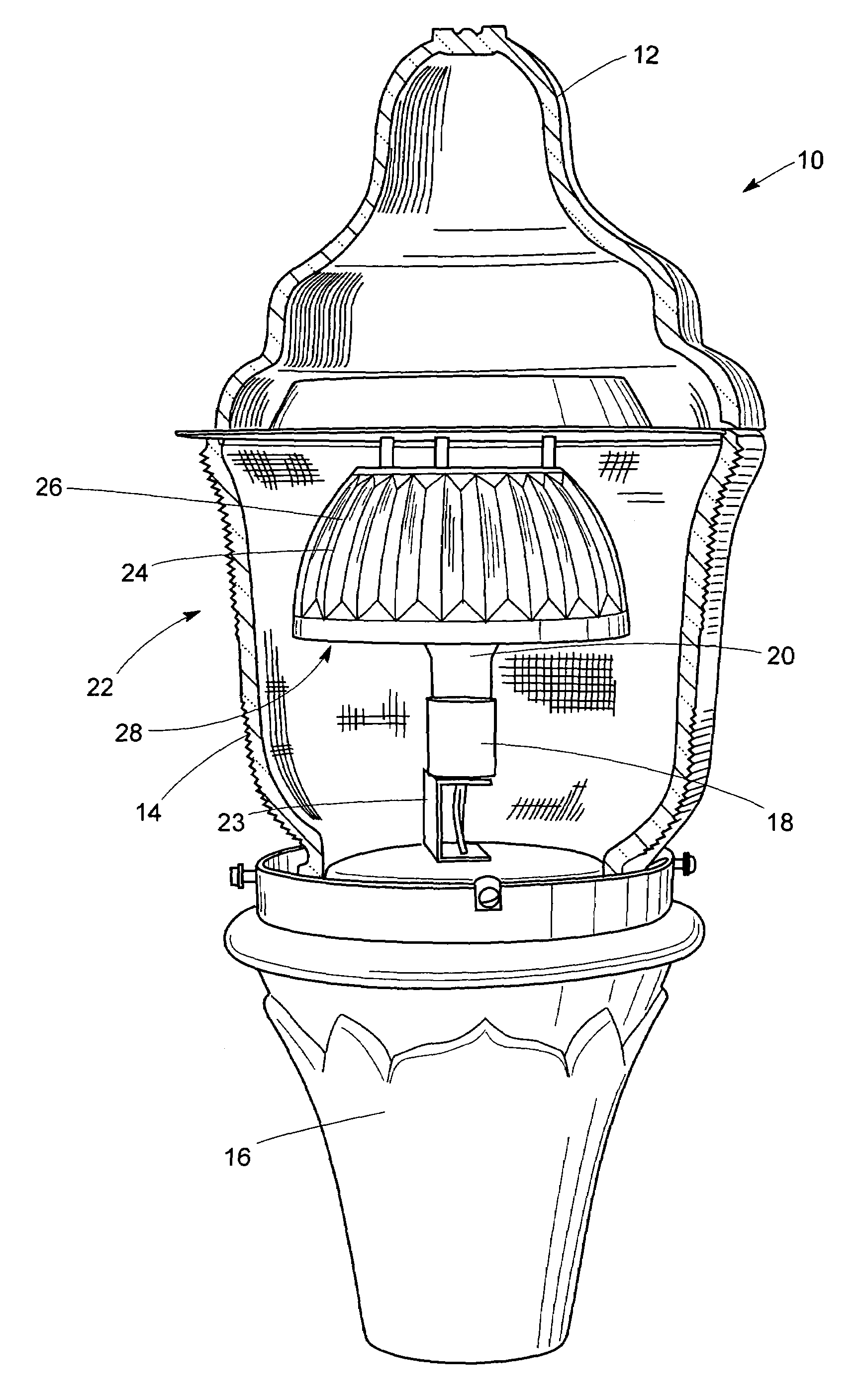 Luminaire globes having internal light control elements