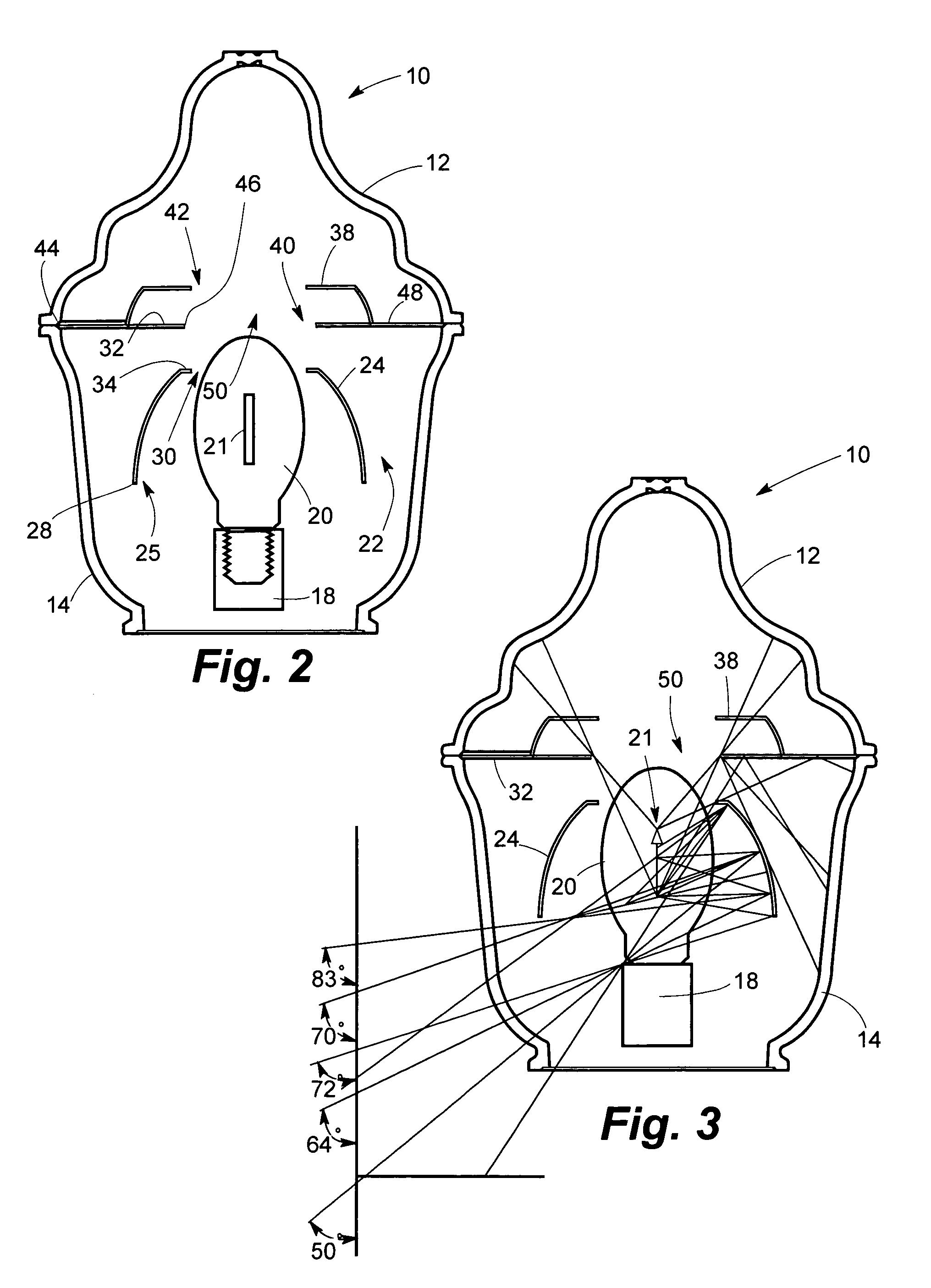 Luminaire globes having internal light control elements