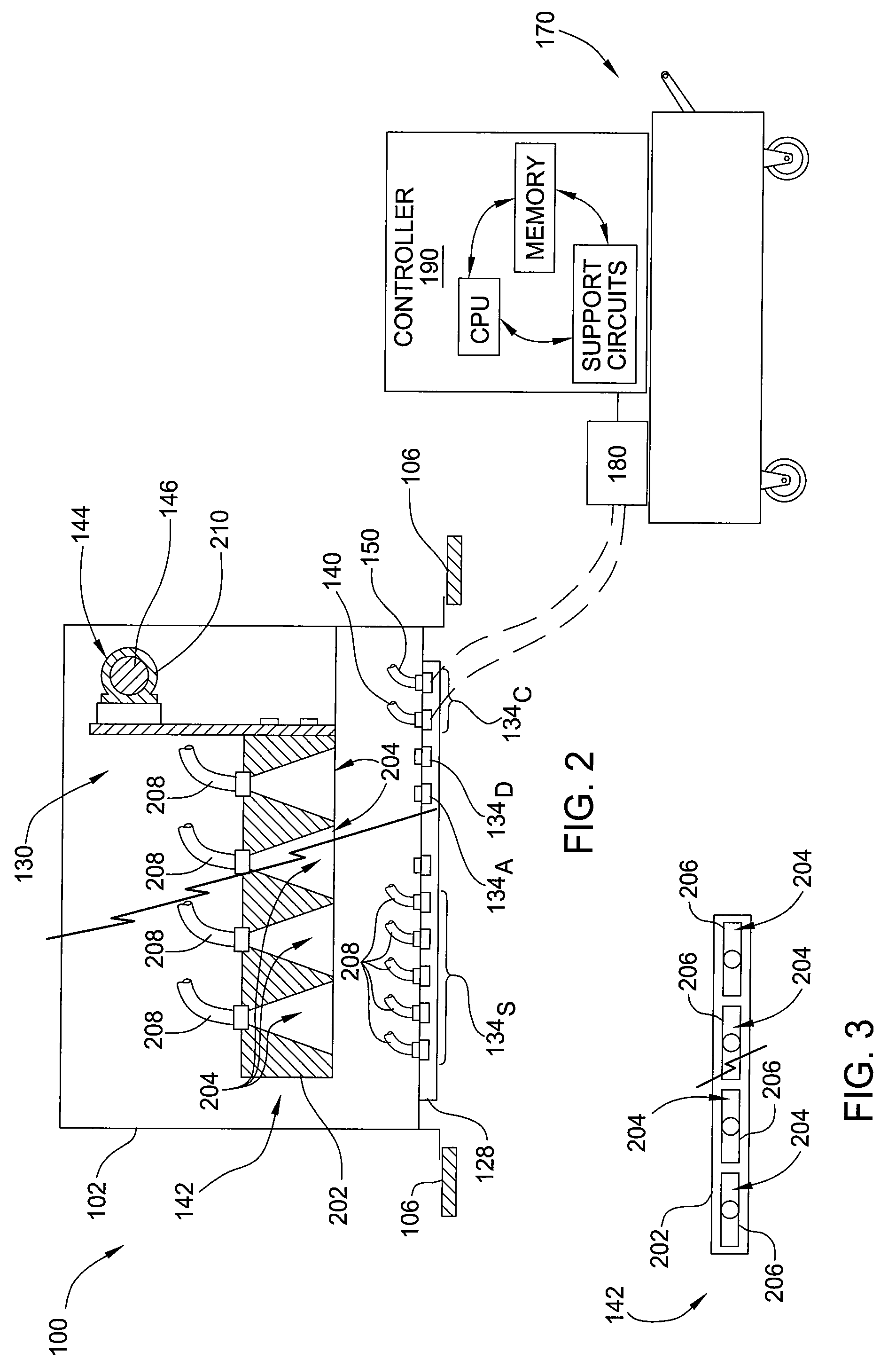 Exhaust filter module with mechanically positionable scan probe