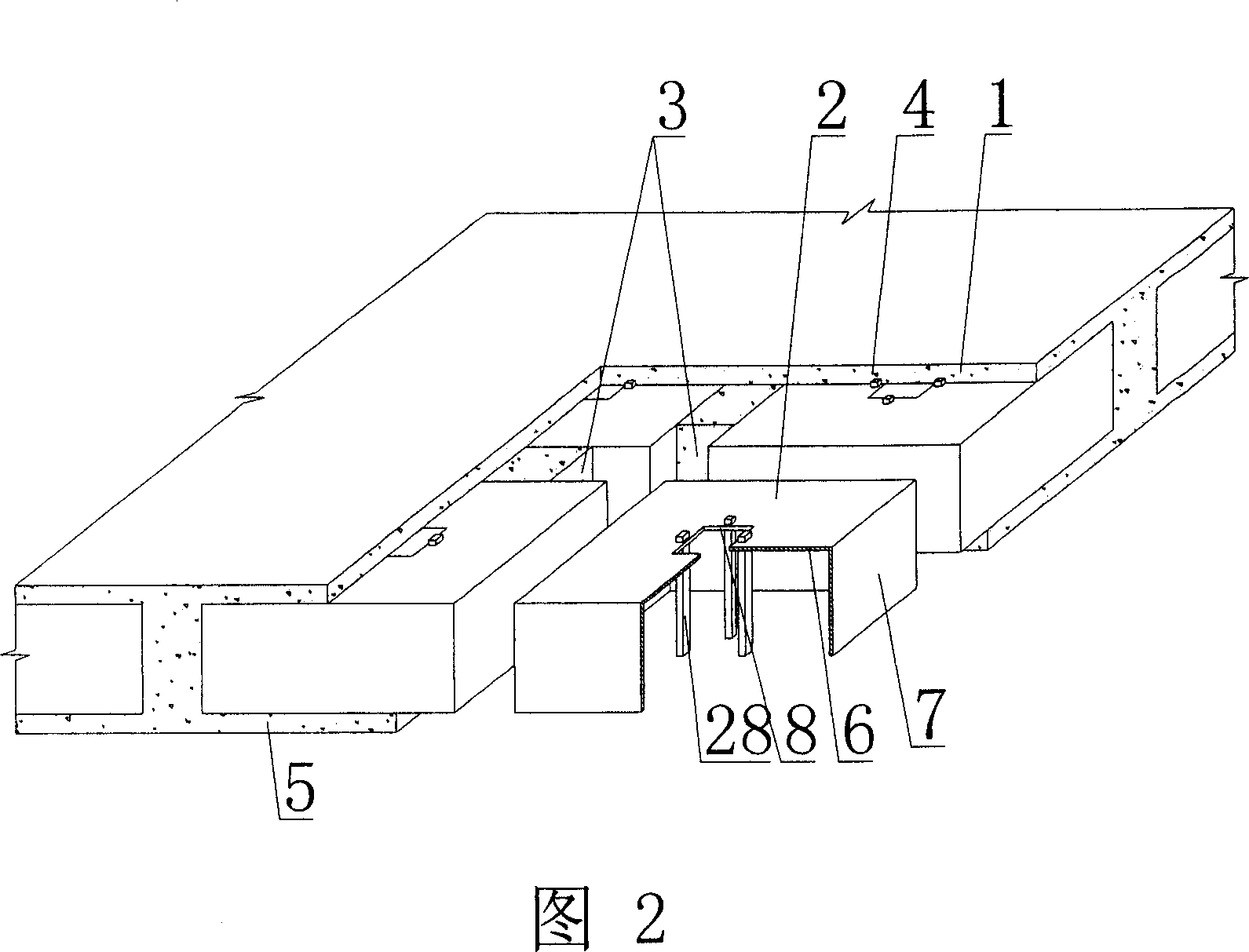 Hollow slab of concrete cast in-site