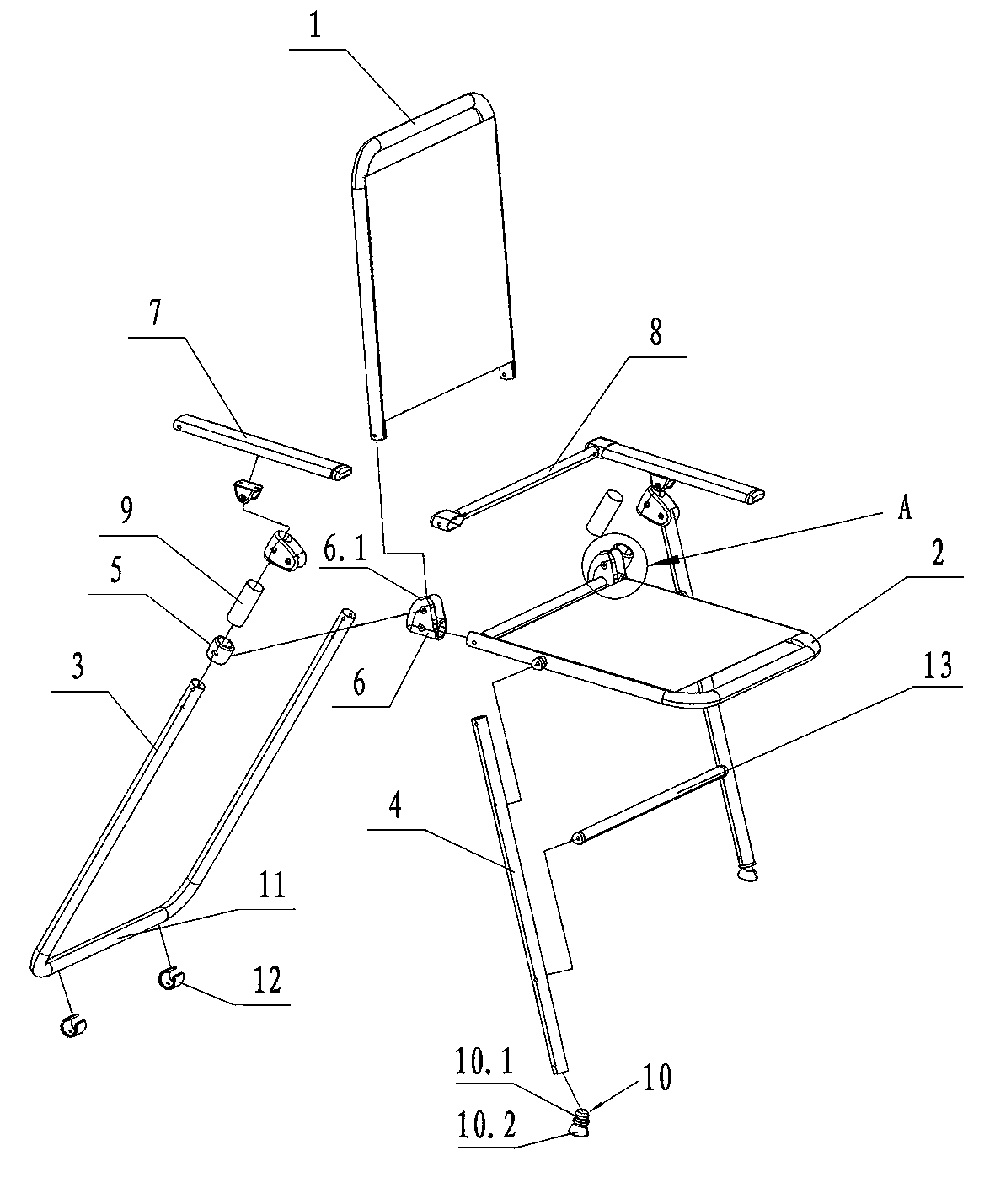 Folding chair and alumium section used by folding chair