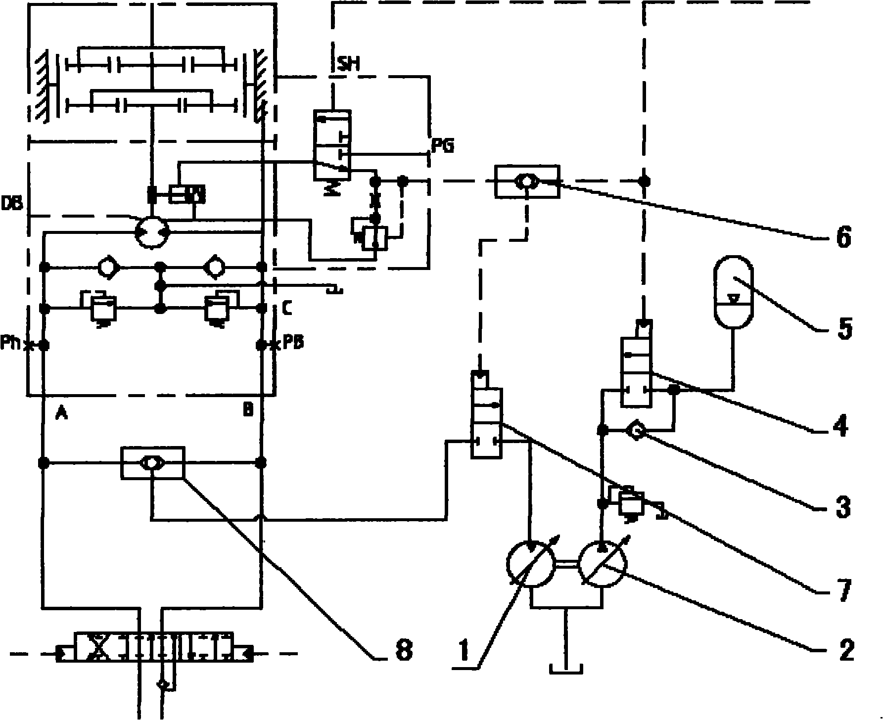 Hydraulic hybrid power system of excavator