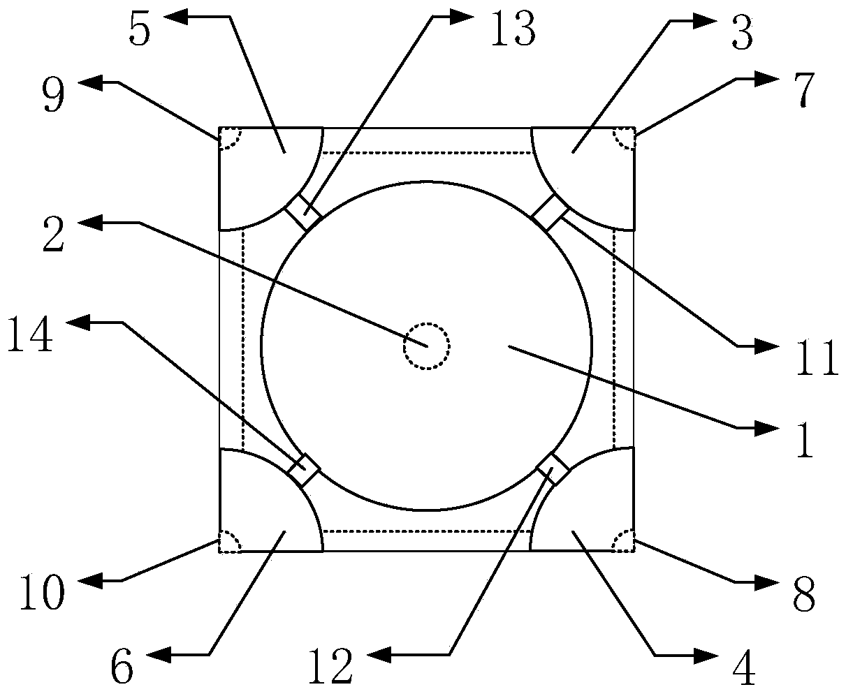 Frequency adjustable artificial magnetic conductor structure and its method for realizing phase modulation screen