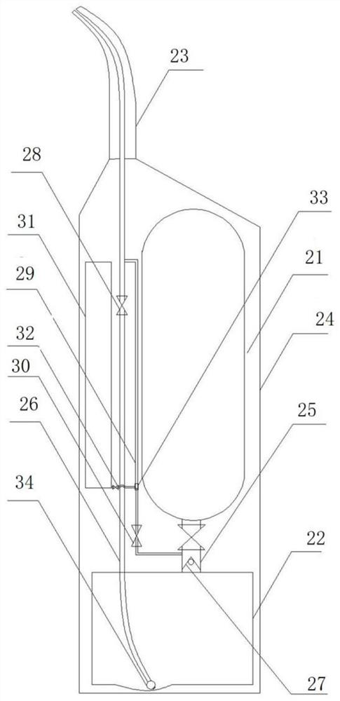 Device for controlling volume ratio of water to air injected by oral irrigator based on tartar colored patches