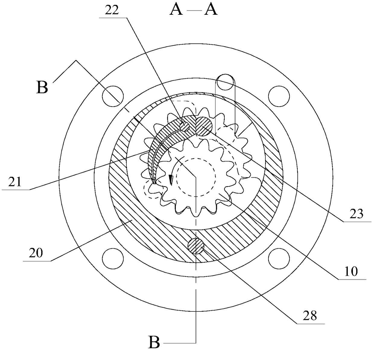 Internal meshing gear pump for small hole oil pipe plug for oilfield petroleum machinery