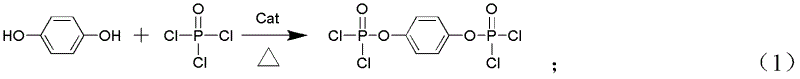 Method for preparing organic phosphorous flame retardant with hydroquinone phosphate as framework