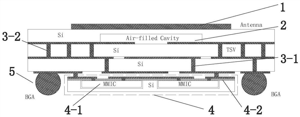 Silicon-based three-dimensional integrated transceiving front end