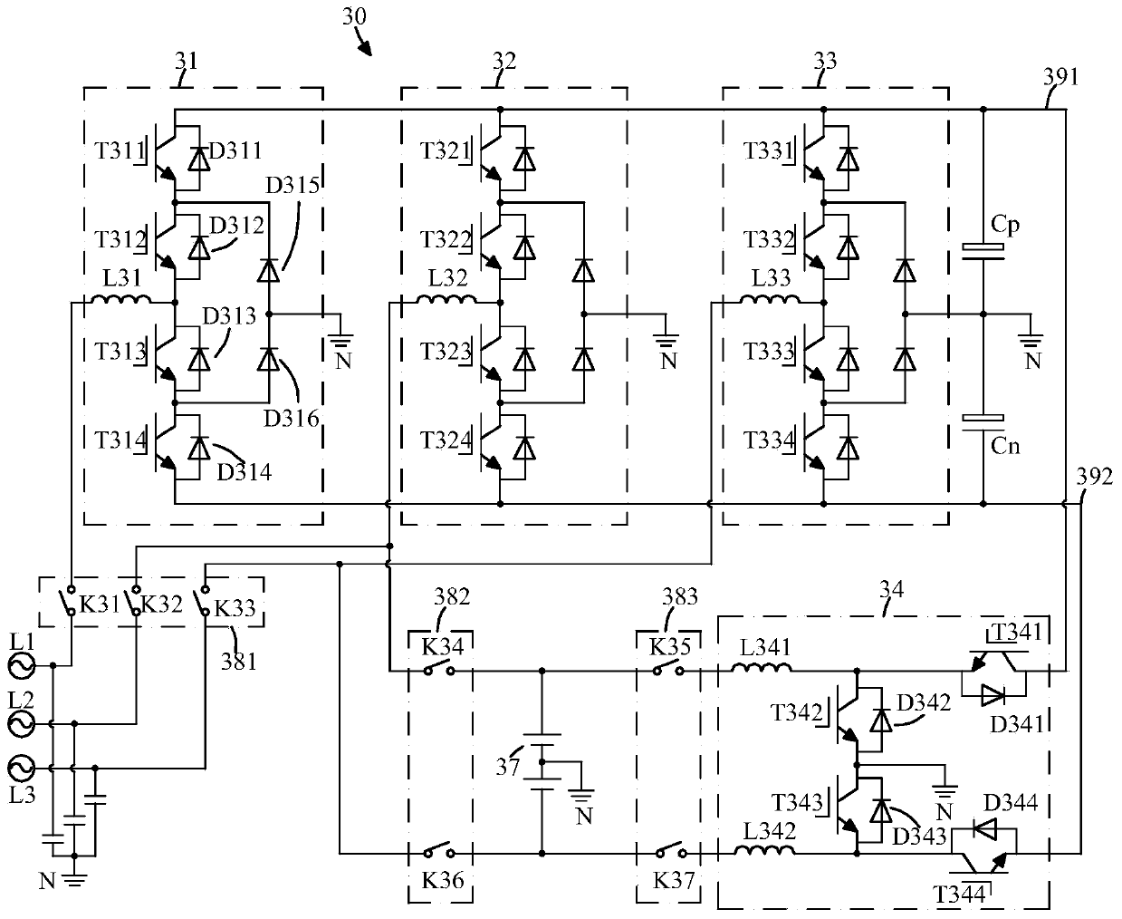 Multi-input power converter, control method thereof and uninterruptible power supply comprising multi-input power converter