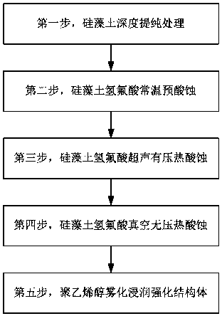 Process for making biomimetic composite functional structure by diatomite acid etching