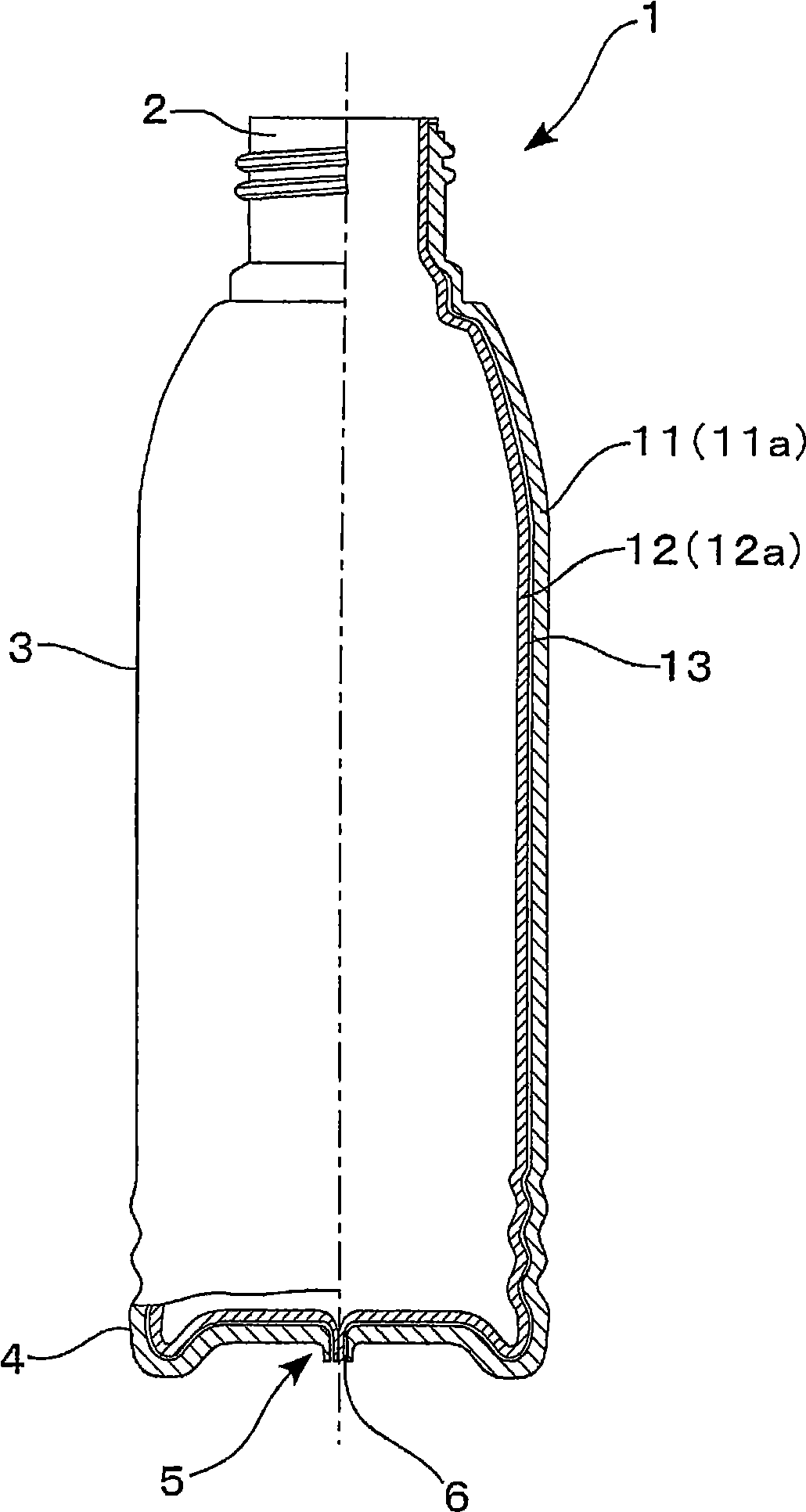 Double container of synthetic resin by direct blow molding method