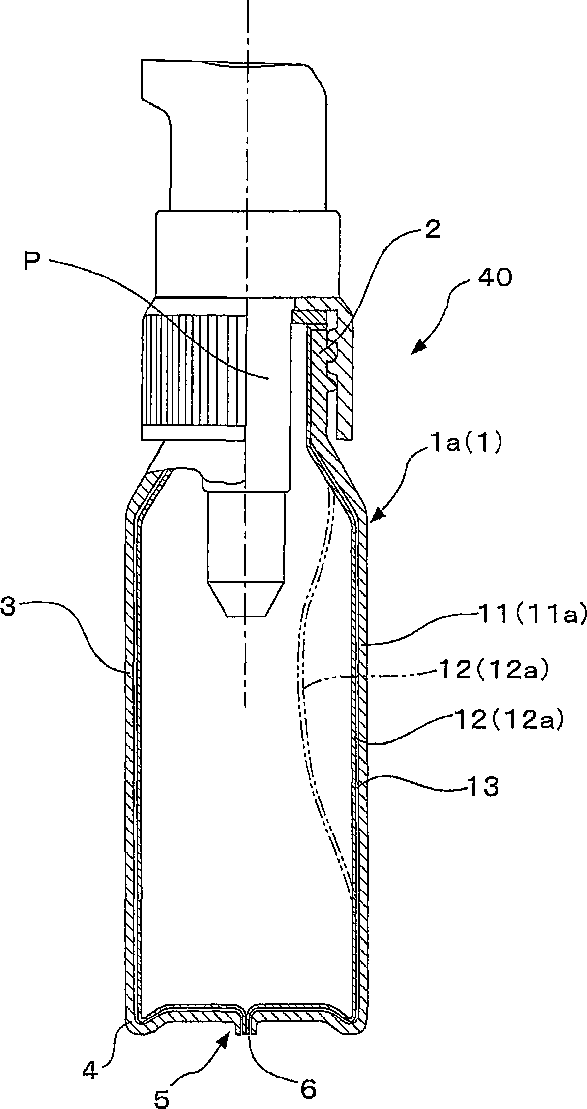 Double container of synthetic resin by direct blow molding method