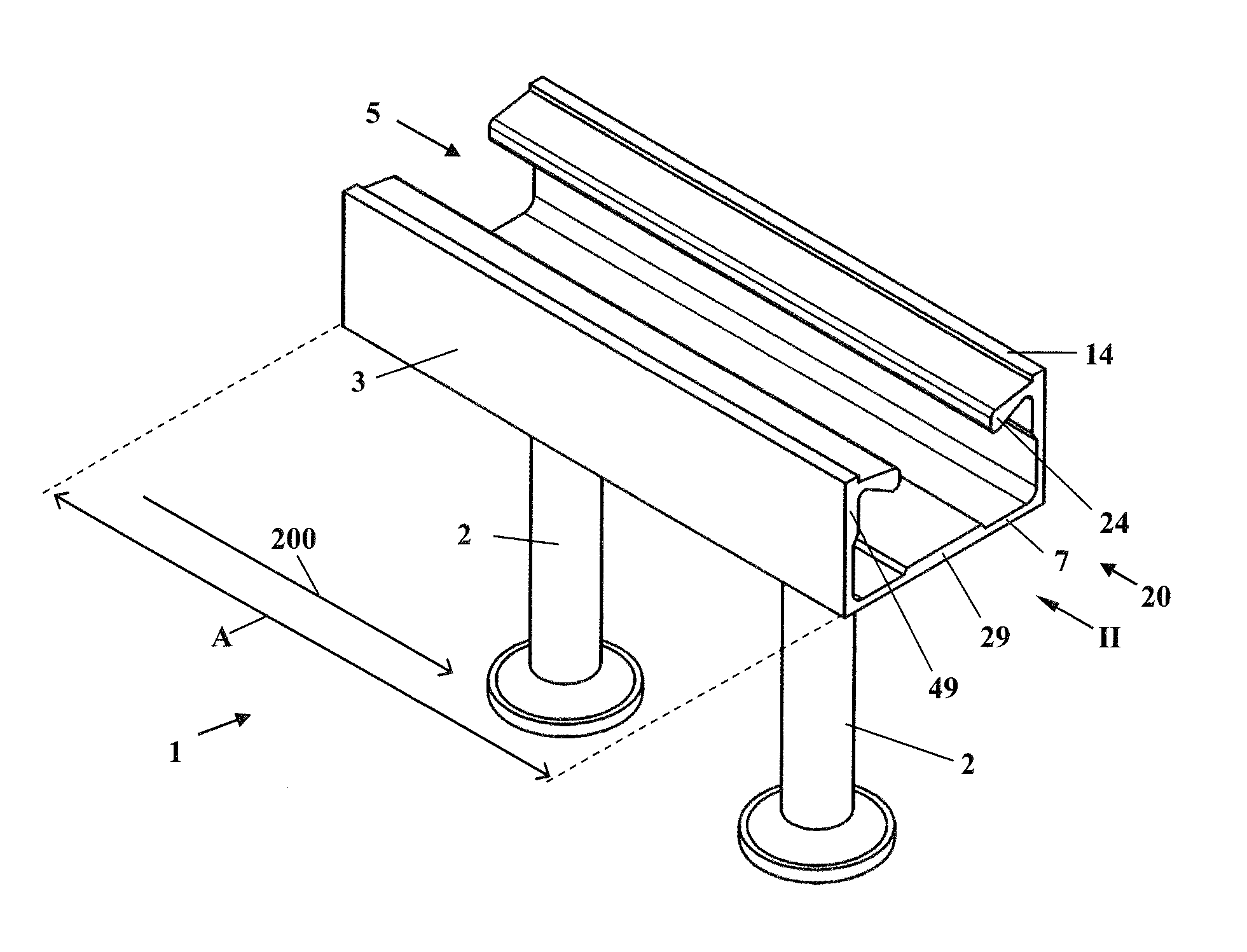 Anchoring rail for anchoring in concrete