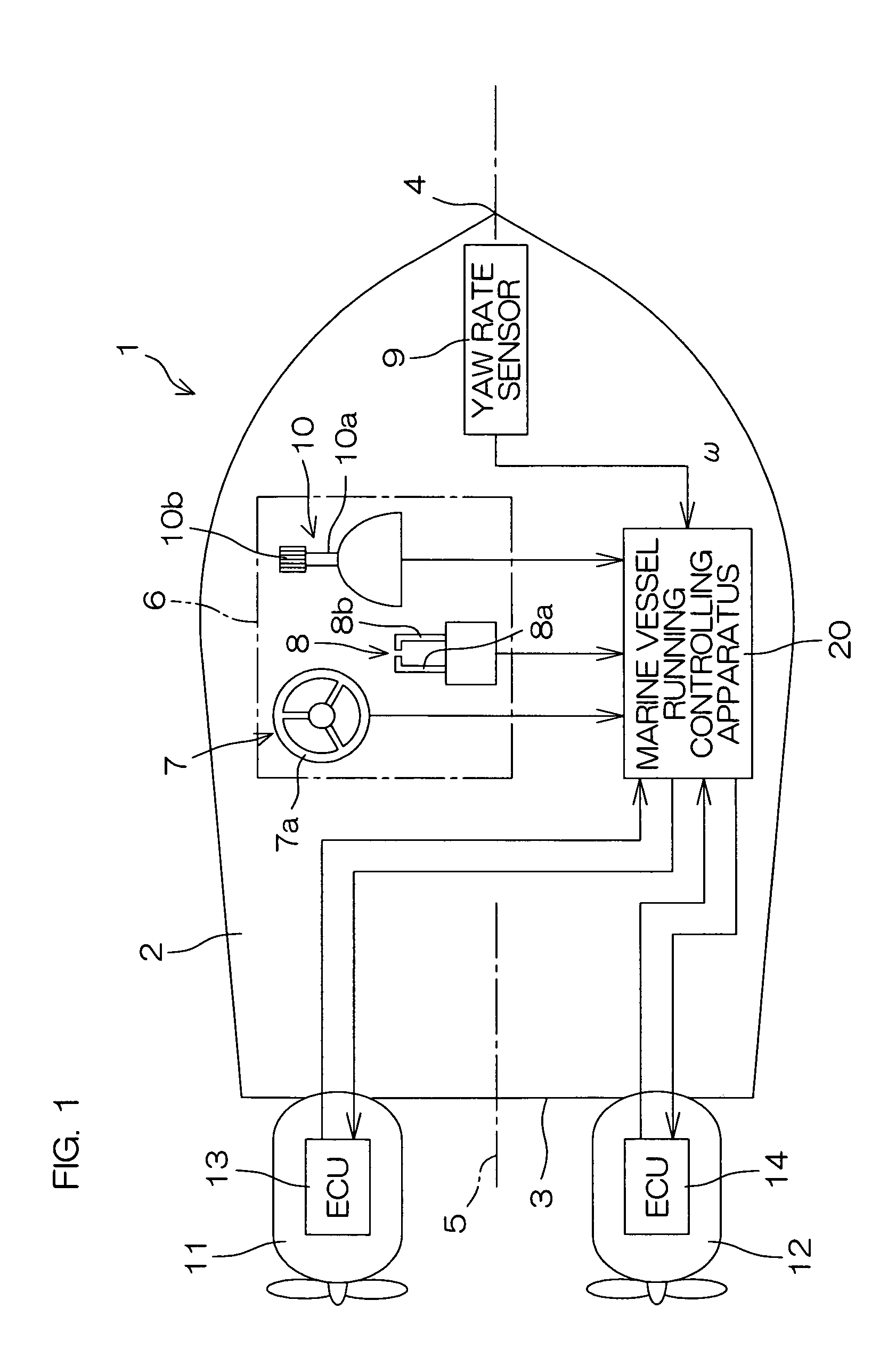 Marine vessel running controlling apparatus, marine vessel maneuvering supporting system and marine vessel each including the marine vessel running controlling apparatus, and marine vessel running controlling method