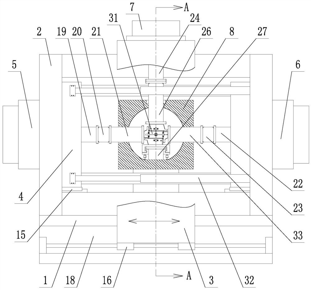 True triaxial experimental device and method capable of obtaining post-peak curve and residual strength of brittle rock