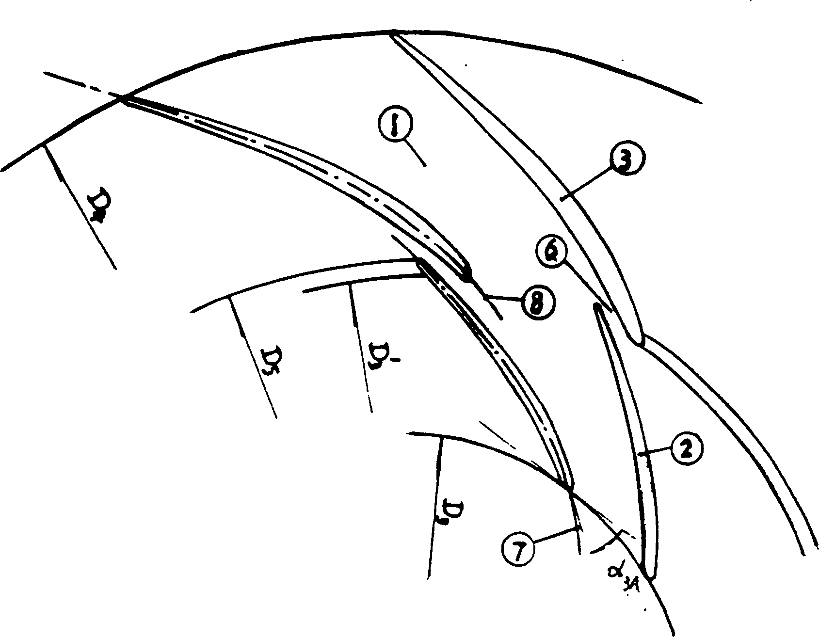 Diffuser with dual-column blades arranged radially and serially