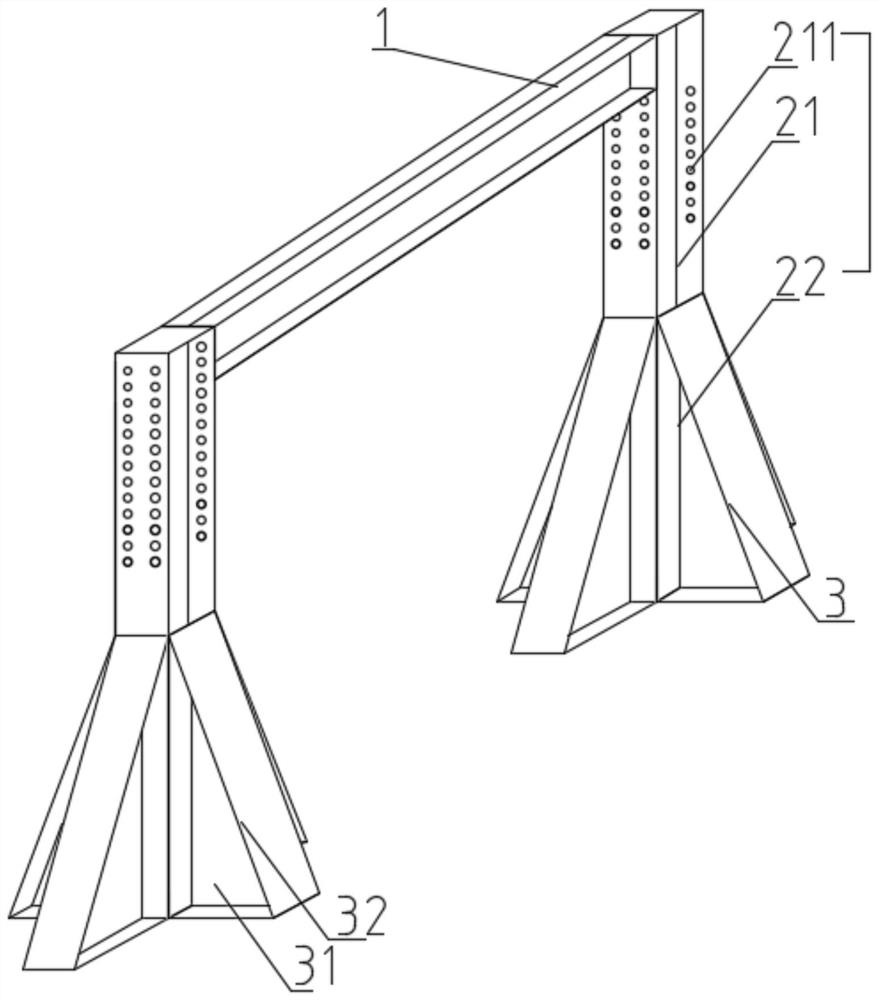 Assembled supporting frame for prefabricated stair performance detection