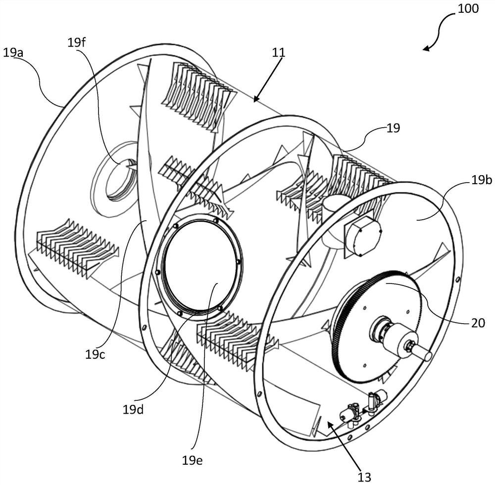 Gear-driven drum device and biochemical treatment equipment, system and treatment method