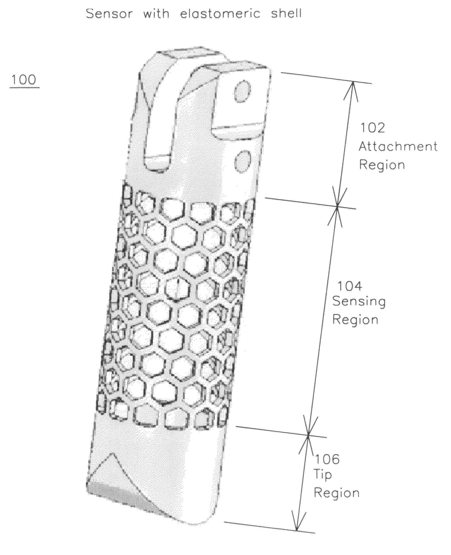 Force and deflection sensor with shell membrane and optical gratings and method of manufacture