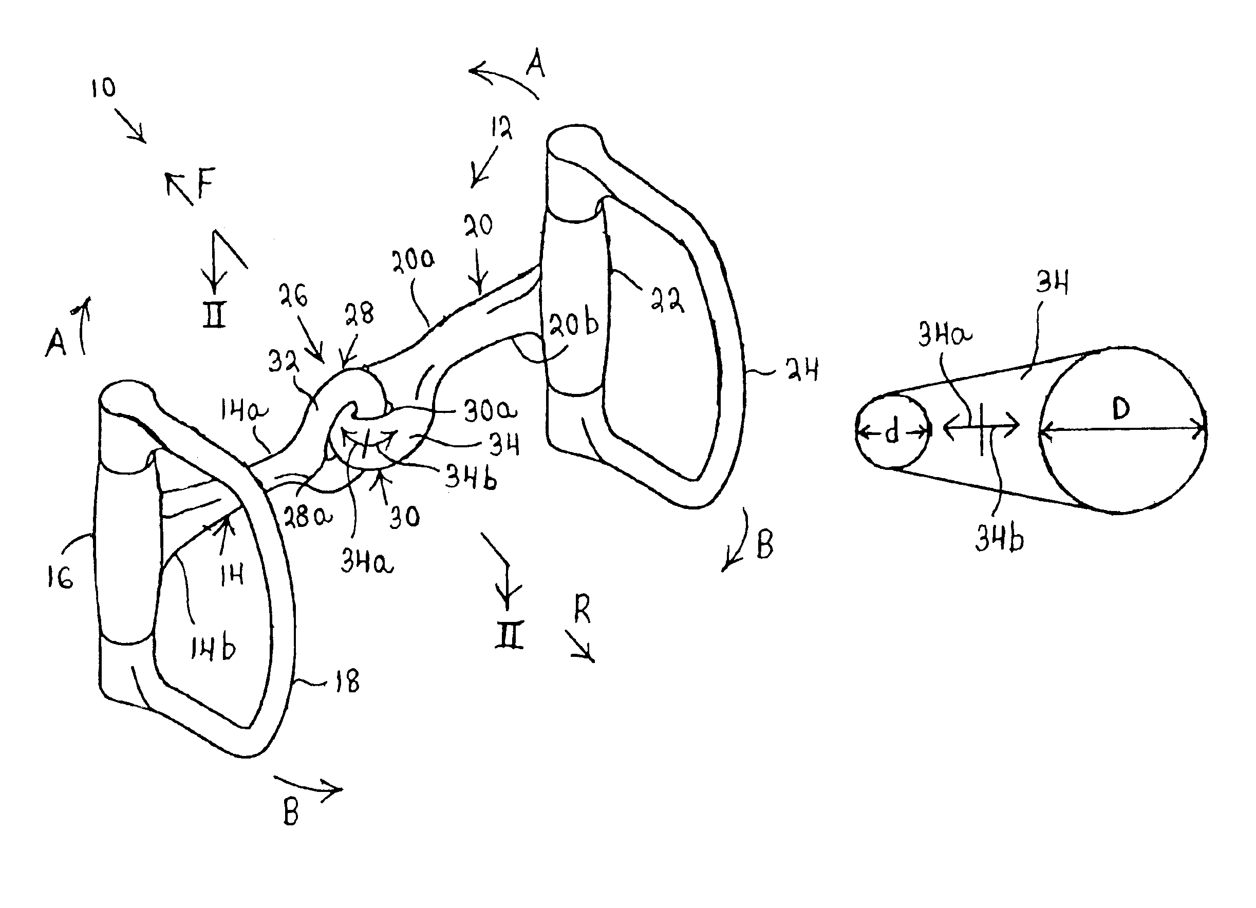 Pivoted equestrian bit with stop system