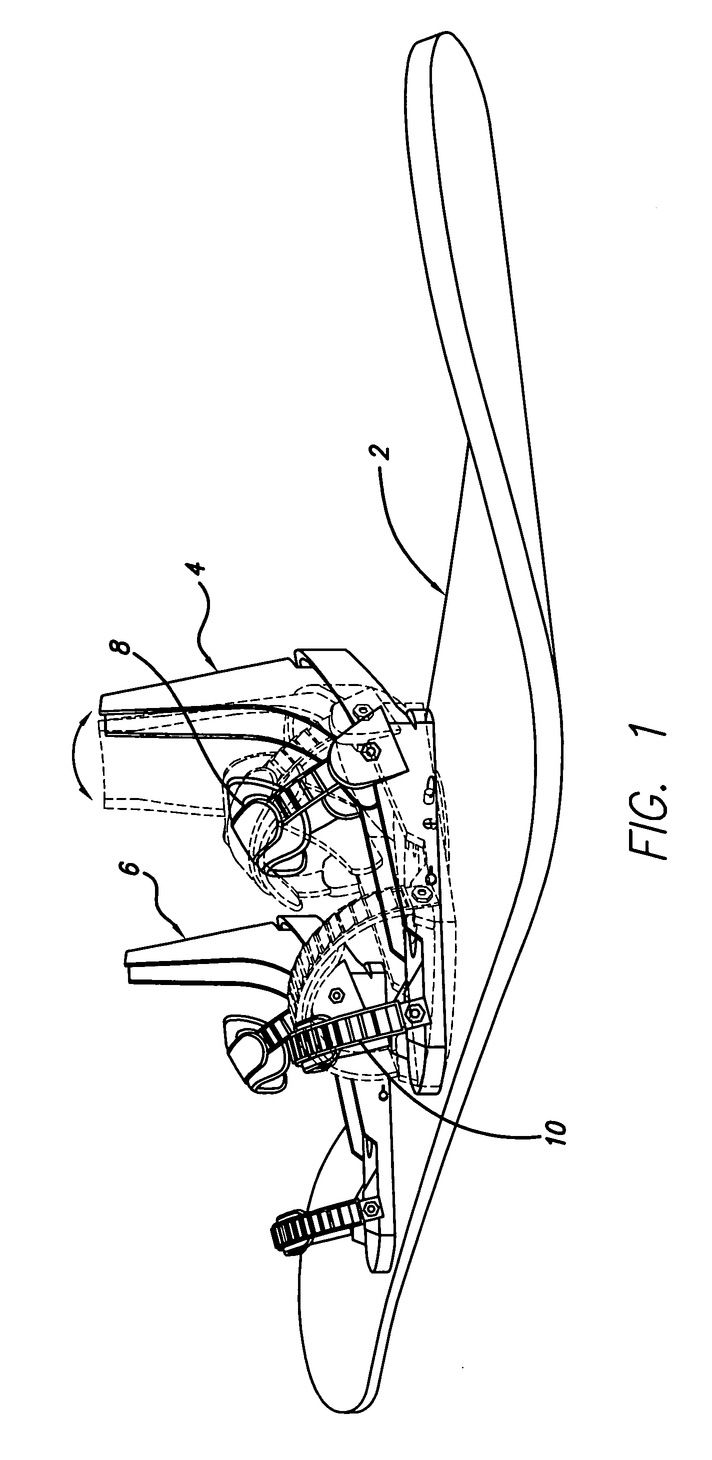 Freely rotatable binding for board sports with internal resilience and safety lock