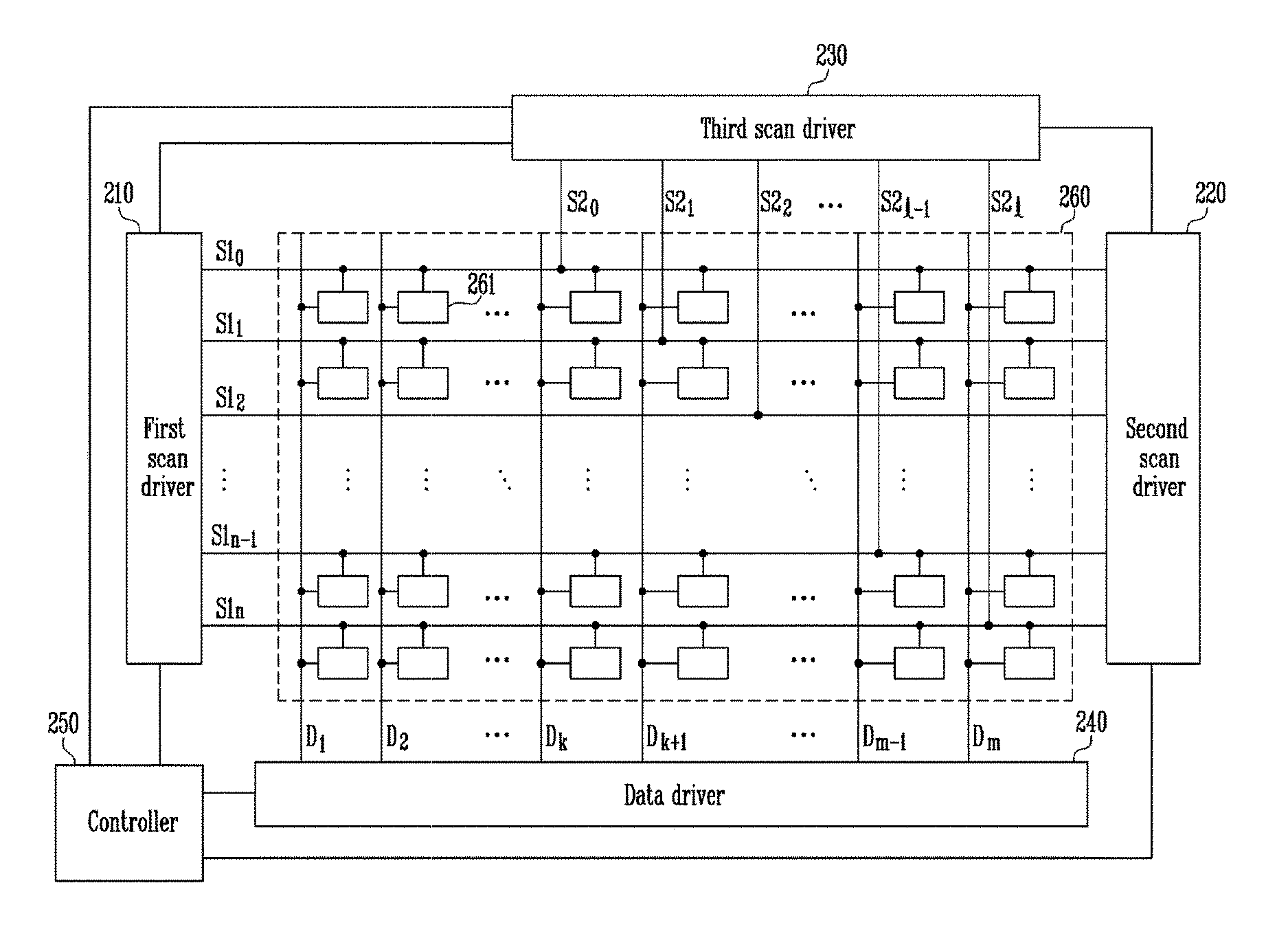 Display device having reduced scan signal delay and driving method therefor