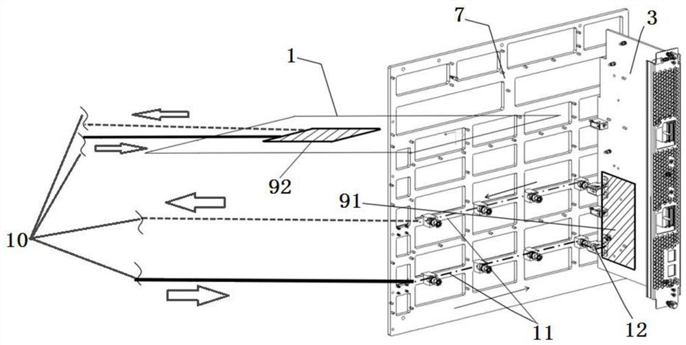 Liquid cooling heat dissipation device of orthogonal architecture subrack