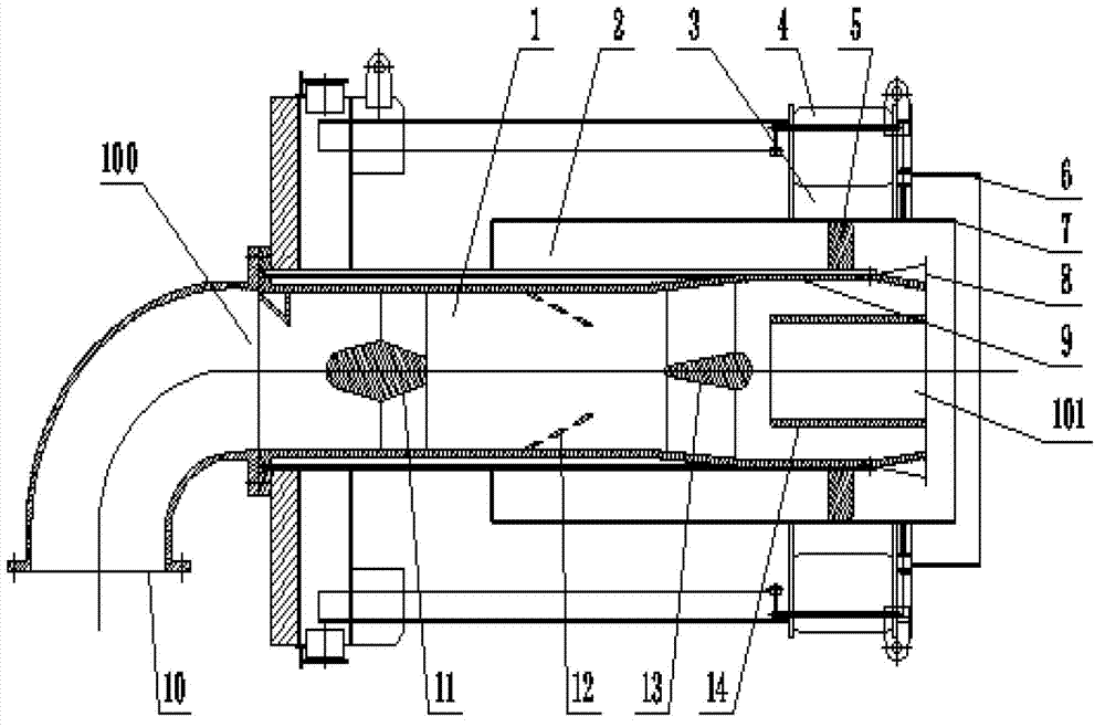 Thick and thin separation rotational flow pulverized coal burner