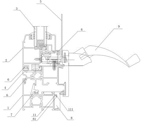 Outward-opening type casement window sash structure and casement window comprising same