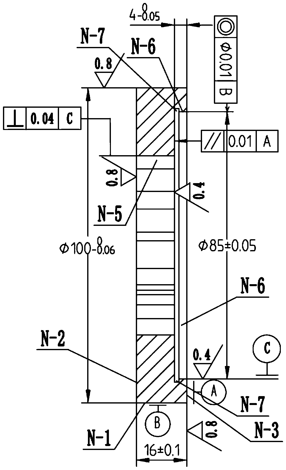 Processing process method for outer ring