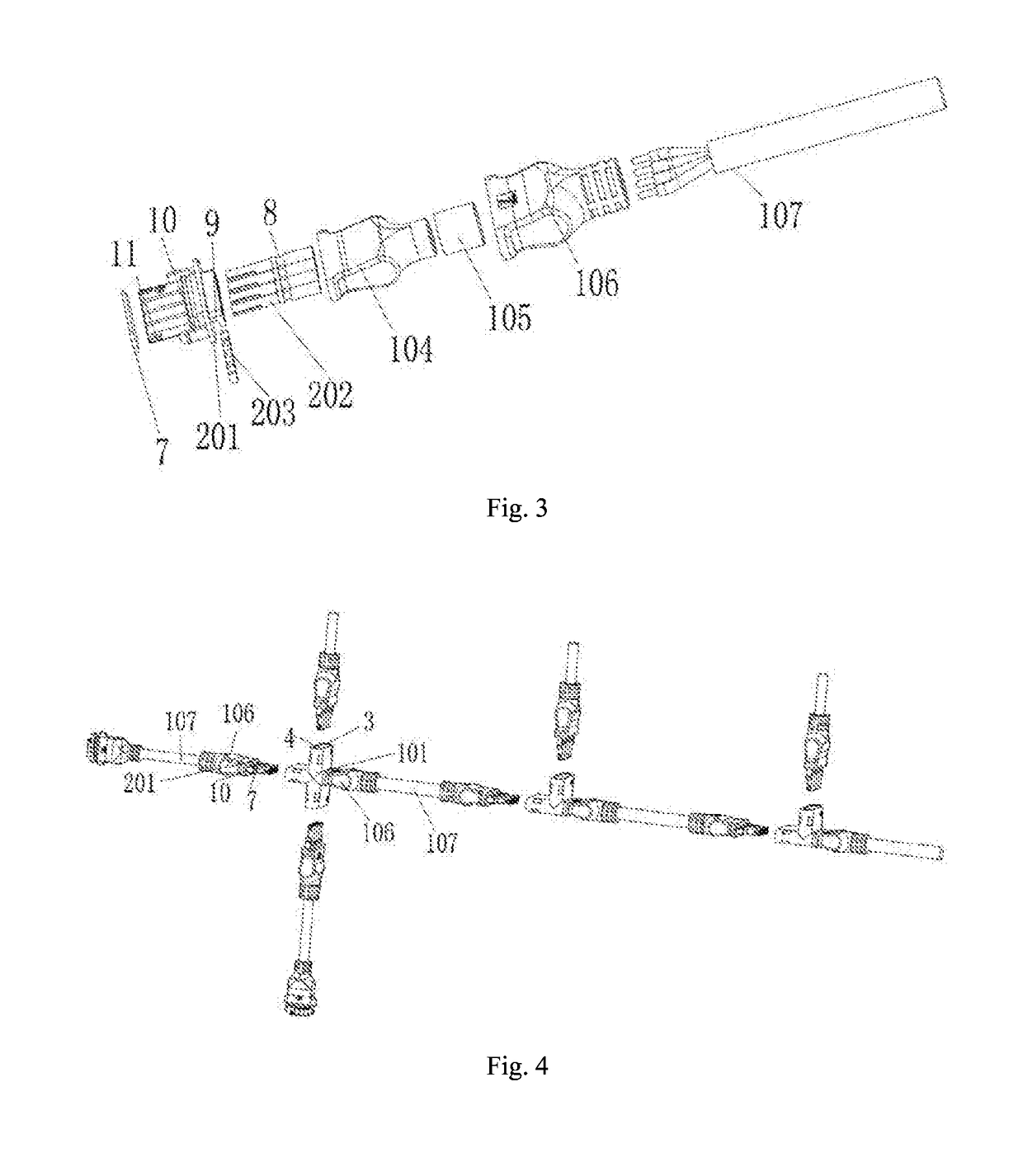 Four-pin ac parallel connector and male and female thereof