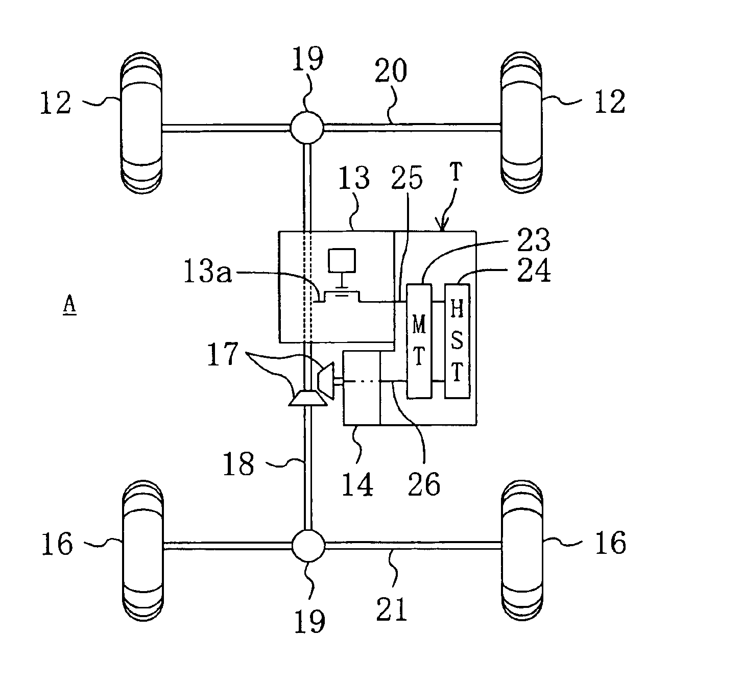 Hydromechanical speedchange device and vehicle having speed change device mounted thereon