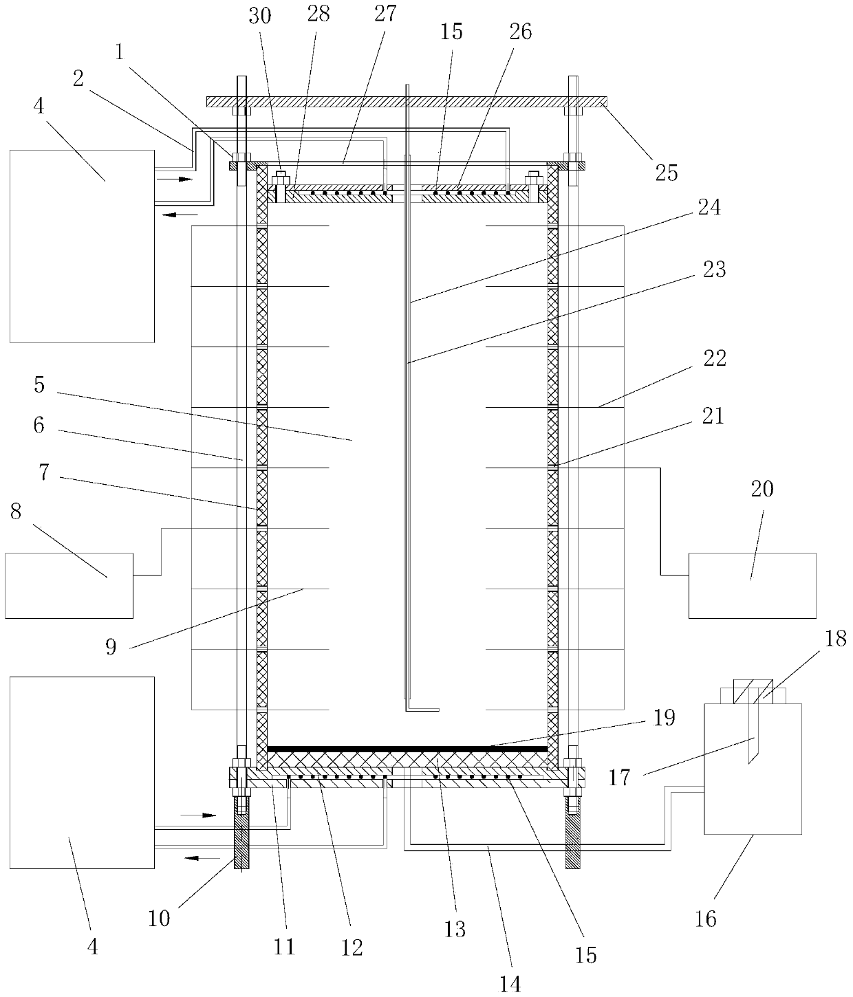 Hydrothermal comprehensive test system for soil freezing process