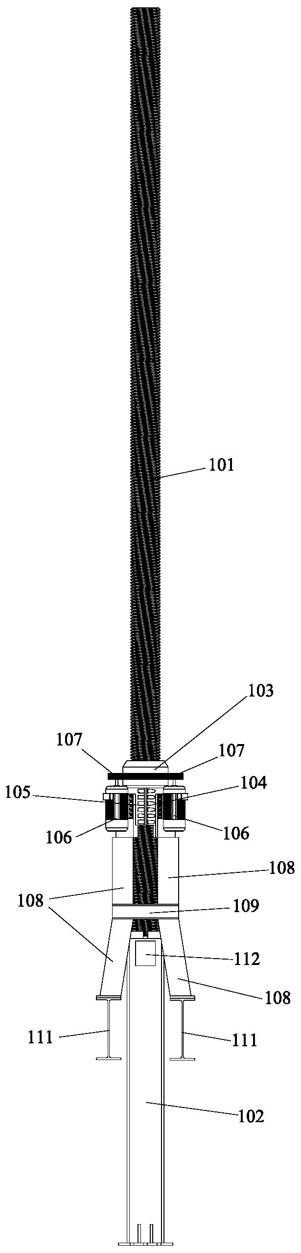 Electric-control rotary lifting type steel platform integral lifting device and construction method thereof