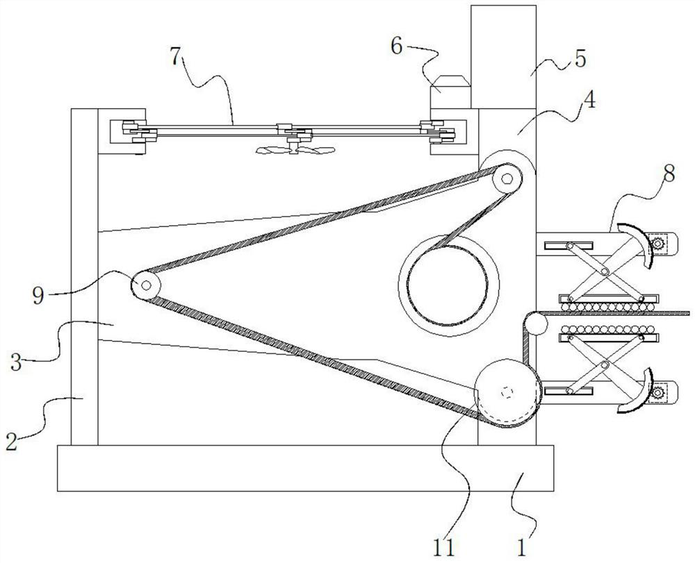 Ocean engineering cable recovery device of lift truck window type decontamination structure